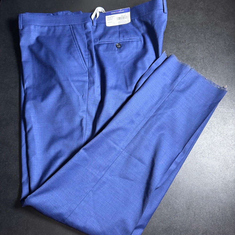 Tommy Hilfiger Mens Blue Dress Pants Regular Fit Unhemmed‎ 50W CONNPBS80047